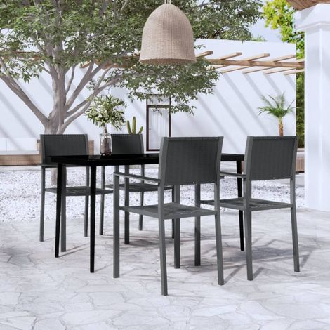 Ensemble Table et Chaise de Jardin 5 pcs - Ensemble de salle à manger de jardin Noir BV936978 - BonneVie (1/5)