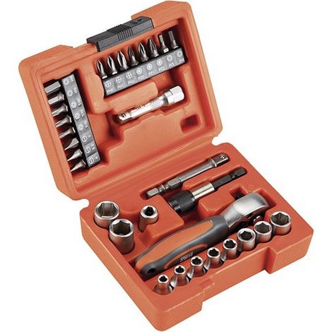JEU DE DOUILLES ET ACCESSOIRES 31 PCS 1/4" ALYCO ORANGE