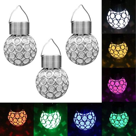 Lampes solaires suspendues en forme de globe (lot de 3) avec LED à couleurs changeantes pour l'extérieur-AquaForge (1/5)