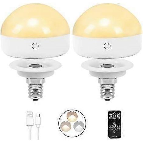 Ampoule rechargeable E14, lot de 2, 300 lm, équivalent 40 W, chargeur amovible, 3 températures de couleur, télécommande intégrée. (1/5)
