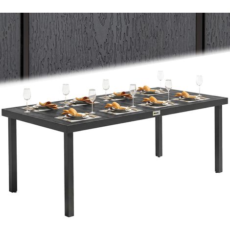 Table de repas de jardin pour 8 personnes en aluminium et plastique, noir (1/5)