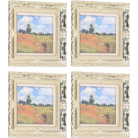 Lot de 4 tableaux miniatures à l'huile pour maison de poupée (échelle 1:12), décoration murale artistique, avec cadre photo type 2 (1/5)