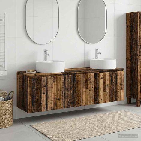 vidaXL Bathroom Cabinet Set 3 pcs Old Wood 161.5 x 44.5 x 82 cm (1/5)