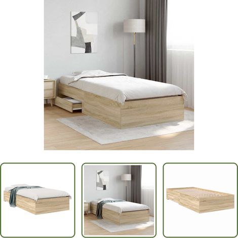 Schubladenbett -  Bettrahmen mit Schubladen Braun 90 x 190 cm Holzwerkstoff (1/5)