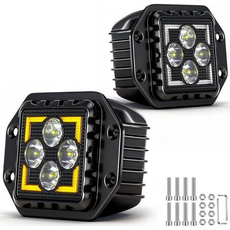 AnTom Projecteur de travail LED homologué ECE 12V/24V feu de recul/feu additionnel IP68, montage fixe à 4 vis pour tracteur, pelle, camion, véhicules agricoles et tout-terrain (1/5)