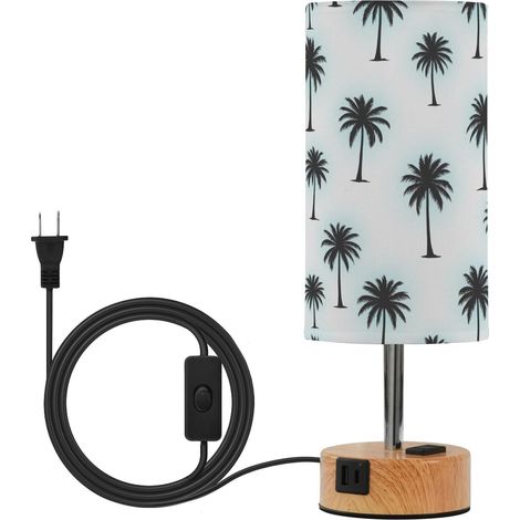 JUNZAN Lampe de table blanche avec ports USB C + A, ampoule LED (1/5)