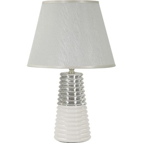 Lampe à Poser en Céramique "Candela" 41cm Argent & Blanc (1/5)