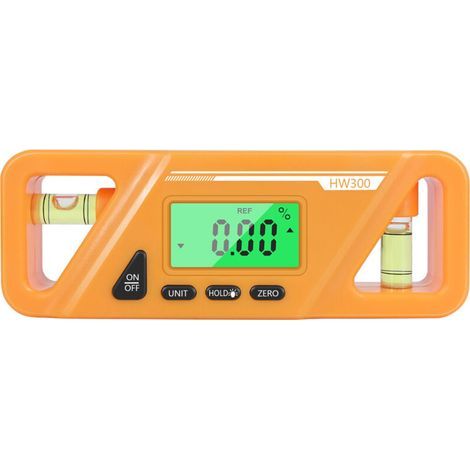 Niveau numérique à règle de 90°, inclinomètre et rapporteur digital orange, précision haute, alimentation par piles (non fournies) (1/5)