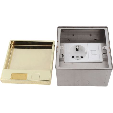 Prise de sol encastrée 4000W dorée acier inoxydable PC ignifuge 2 broches RJ45 socle électrique pour maison (1/5)