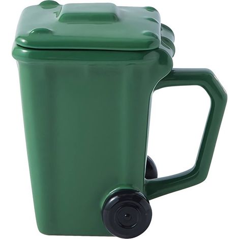 Taza de cerámica 3D con forma de cubo de basura con asa y ruedas, Para todos los días, para hombres, mujeres, niñas y niños (1/5)