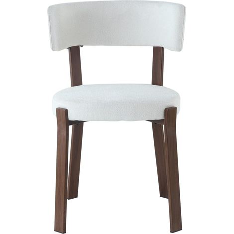 Lot de 4 chaises de salle à manger en tissu beige métal effet noyer NORDIK
