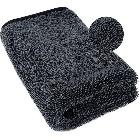 Paño de microfibra grueso extragrande - 90x60cm - Paño de microfibra - Paño para coche superabsorbente - Negro (1/5)