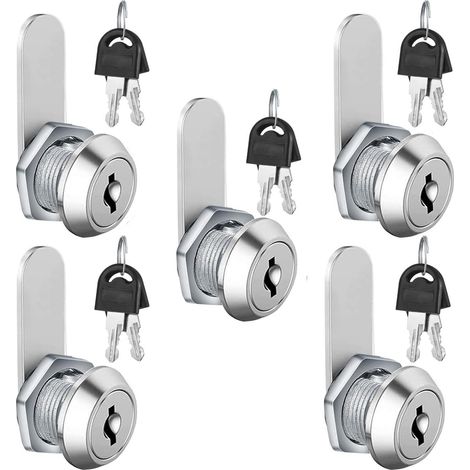 5 Pièces Serrure de boîte aux lettres 20 mm Serrure à Came avec 5 clés pour tiroir d'armoire, boîte à outils, verrous porte de placard serrure casier meuble caisse (1/5)