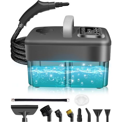 Nettoyeur Vapeur Portable - 2500W, 6 Niveaux de Réglage, Réservoir D'eau 1,6L, 120 °C Vapeur, Chauffage en 15s,Portable avec 10 Accessoires, Nettoyage des Canapé,Sol,Vitre,Matelas (1/5)