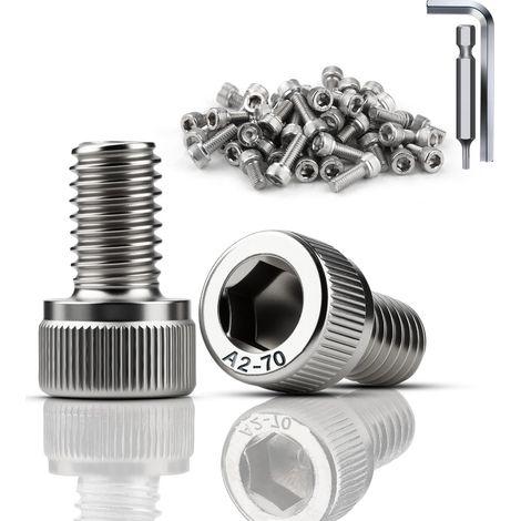 40 Pièces Vis Inox M6x8 mm Vis Tête Cylindrique DIN912/ISO 4762 Boulon Inox Six Pans Creux pour Réparation Mécanique de Meubles (1/5)
