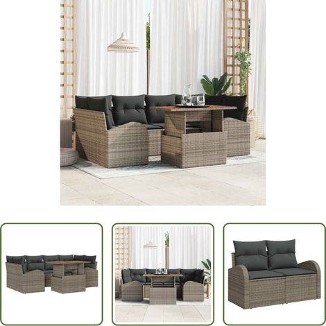 Gartentisch - Garten-Sofa-Set mit Kissen 7 pcs Grau (1/5)