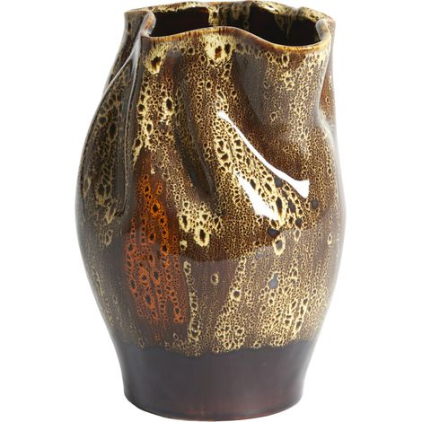 Light & Living ALTHEA Keramikvase Dunkelbraun+Creme+Orange –