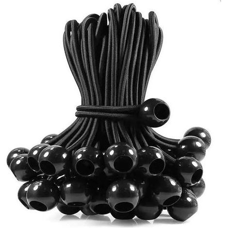 Lntyq 25 pcs Tendeur Elastique avec Boule, Sandow Elastique, pour Bâches,Tentes de Camping,Auvents, Bannières,Pavillon,Rideaux Harnais D’Extension,Support de Bâche (10cm) (1/4)