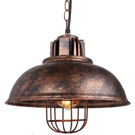 Pendelleuchte E27 33cm Vintage Metall Eisen Hängelampe für Küche Esszimmer Cafét Bauernhaus (Rost)