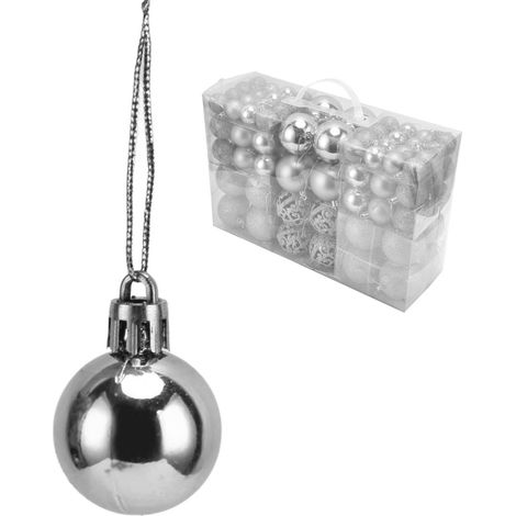 100 boules de Noël incassables, décoration argentée pour sapin et fêtes (lot de 100 pièces) (1/5)