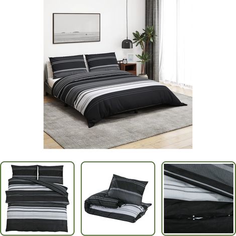 Housse de couette 100 % coton - Ensemble de housse de couette noir et blanc 200x200 cm Coton (1/5)