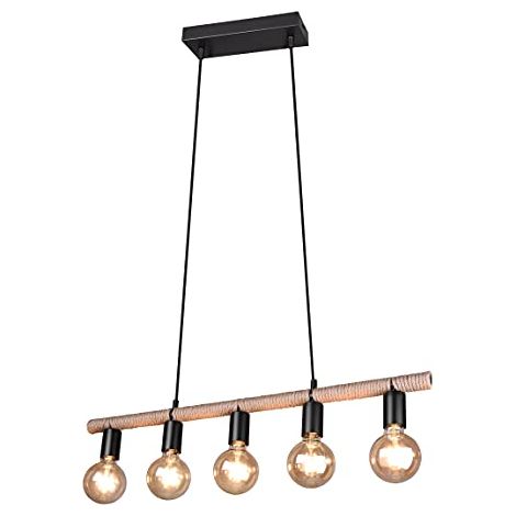 Lampada Sospensione Led Barra Metallo con Corda 5 Luci Einar GD Trio (1/4)