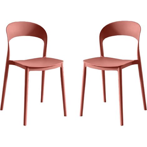 Set 2 Sedie Impilabili in polipropilene da cucina 40x39x78 cm Colore Mattone LUNA Colore Mattone