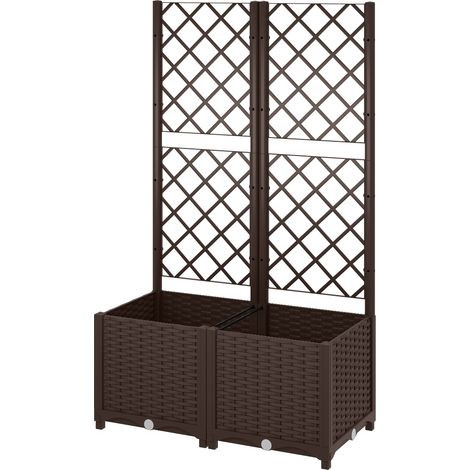 Outsunny Fioriera da Esterno con Traliccio in PP e Fori di Drenaggio 80x40x135cm (1/5)