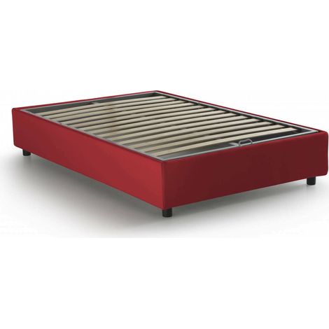 Talamo Italia Letto piazza e mezza Nicole, Letto contenitore con rivestimento in tessuto, 100% Made in Italy, Apertura frontale, adatto per materasso Cm 120x190, Rosso, con imballo rinforzato
