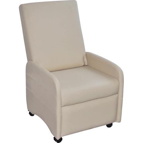 vidaXL Fauteuil pliable crème similicuir (1/5)