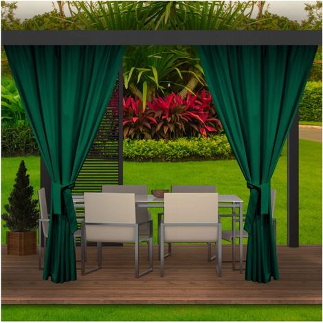 Rideaux d'extérieur pour pergola 2x 155x200cm Vert Rideau pour Pergola Imperméable Rideau Exterieur pour Pare-Soleil pour Balcon