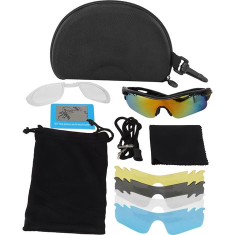 Ortviai Lunettes de vélo polarisées pour cyclisme et sports outdoor – Monture noire avec verres HD anti-UV et antichocs, lunettes de protection (1/5)