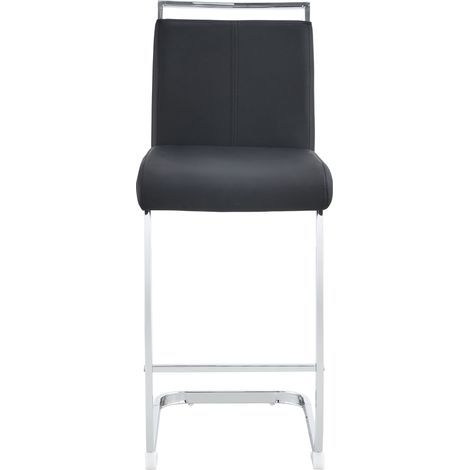 Set di 2 sgabelli da bar neri stile nordico con schienale, PU e metallo, HOMVRA (1/5)