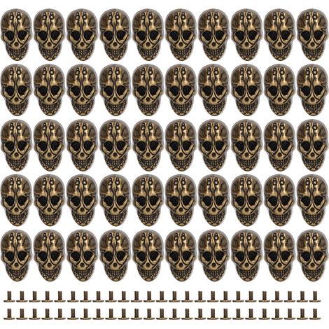 50 pièces de Rivets Tête de Mort 25x16mm en Alliage de Zinc, Boutons Punk pour Cuir, Style Gothique, Finition Bronze Antique (1/5)