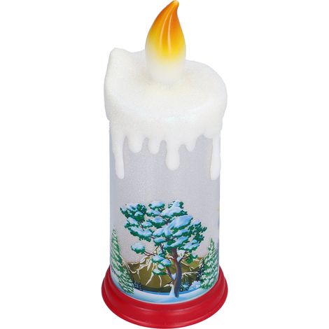 Lot de 2 bougies LED décoratives de Noël avec flammes scintillantes, motif Père Noël et bonhomme de neige, veilleuse sans piles, modèle B (1/5)
