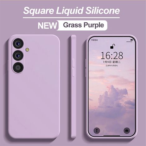 Étui pour appareil photo en silicone liquide (violet gazon) pour Samsung Galaxy S25