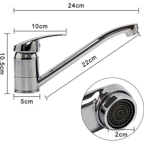 Spültischarmatur, Einhebel-Küchenarmatur, 360° drehbare Küchenarmatur, Warm- und Kaltwasserschlauch und komplettes Zubehör, Messing, Chrom, Silber (1/5)