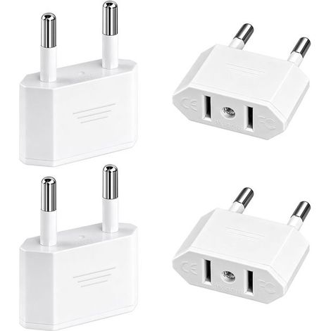 4 Reiseadapter (US-Stecker auf EU-Stecker),US-Stecker auf 2-poligen Deutschland-/Europa-Stecker,Spanien und Ägypten (1/2)