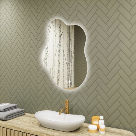 Artforma Miroir de salle de bain avec éclairage, 74x94, Interrupteur tactile, Anti-buée, LED Dual, Miroir Irrégulier (1/5)
