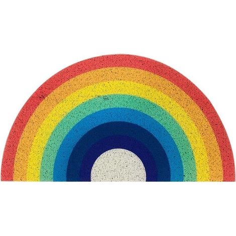 Tappetino da bagno a righe colorate. Semicircolare. Realizzato in microfibra antiscivolo e assorbente. Ideale per vasca da bagno, doccia e bagno. (1/5)