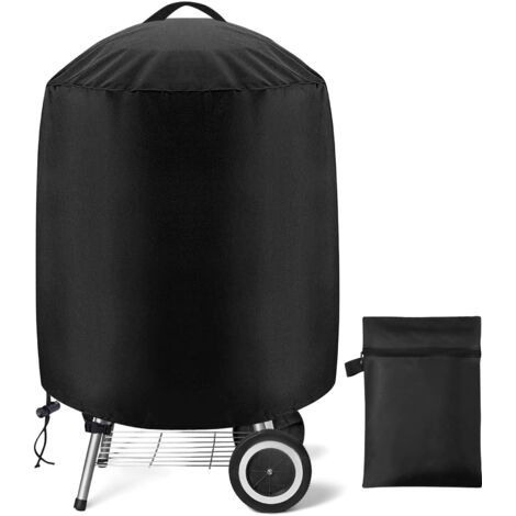Housse de Barbecue Ronde, Bâche de Protection Résistante de 420D Oxford BBQ à Gaz, Imperméable, Coupe-Vent, Anti-UV, 71 x 68 cm