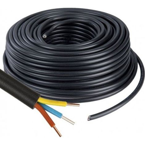 Arcanaute – Câble électrique 3G2,5 mm² vendu au mètre – Gaine PVC noir – Conducteurs pour chantiers humides – Section 2,5mm²