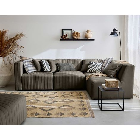 Nova - 4-sitzer modulares ecksofa rechts - aus samt - grau