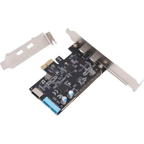 PCIe to USB 3.2 Gen 1 Expansion Card with 5 Gbps Bandwidth, PCI Express Card with 2 Type-C Ports and 19-Pin PCIe Expansion Adapter, Ideal for PCs (1/5)