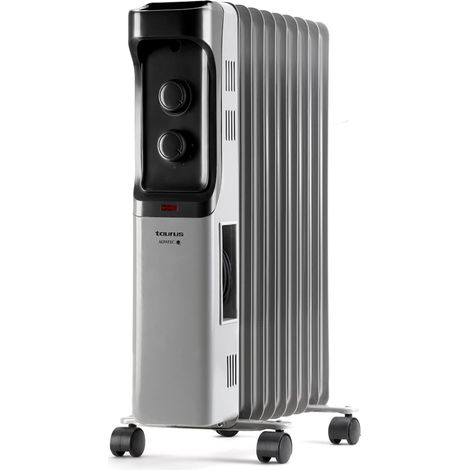 Radiateur bain d'huile à 9 éléments 2000W, 3 niveaux de puissance, Thermostat réglable, Protection contre la surchauffe, poignée et roues (1/5)