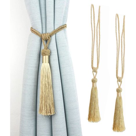 Fermacravatte decorativi con nappe per tende – Set da 2, realizzati in corda intrecciata a mano, per finestre di casa e ufficio.