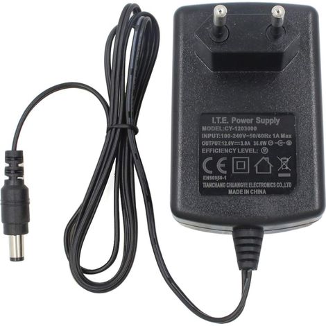 12V 3A AC/DC-Netzteil, 5,5 mm x 2,1 mm Stecker, für CCTV-Kameras, DVRs, NVRs und LED-Lichterketten (1/5)