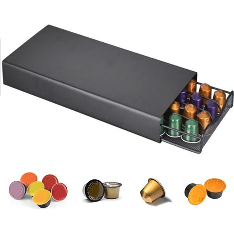 TIROIR RANGEMENT DOSETTES CAFÉ 40 CAPSULES, ORGANISATEUR DE CUISINE POUR CAPSULES DE CAFÉ (1/5)
