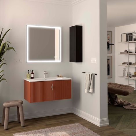 Salgar Schrank wandhängend BIBA 900 1 Metallschublade und versteckter Schublade TERRACOTA 897 x 405 x 450 mm (1/4)