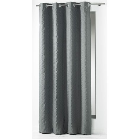 Rideau à oeillets uni Modele Crash Lineo Anthracite 140 x 260 cm